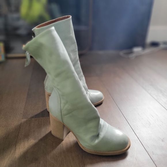 Free People Elle Block Heel Boots Slouchy Leather Grunge - Picture 2 of 7